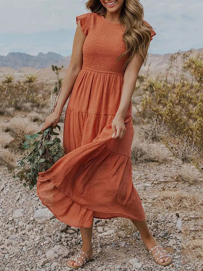 Lauren | Women's Smocked A-Line Midi Dress