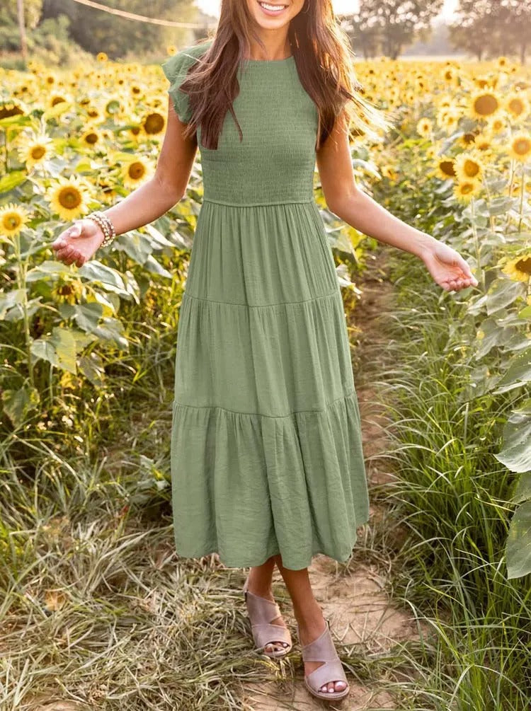 Lauren | Women's Smocked A-Line Midi Dress