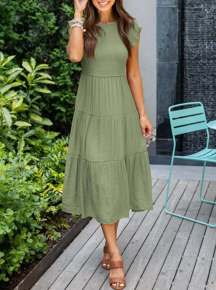 Lauren | Women's Smocked A-Line Midi Dress