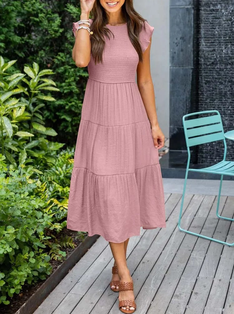 Lauren | Women's Smocked A-Line Midi Dress