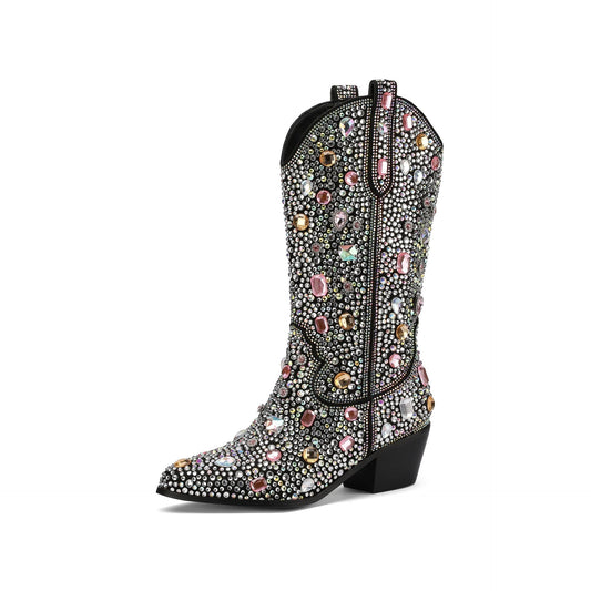 Leah | Women's Rhinestone Mid Calf Cowboy Boots