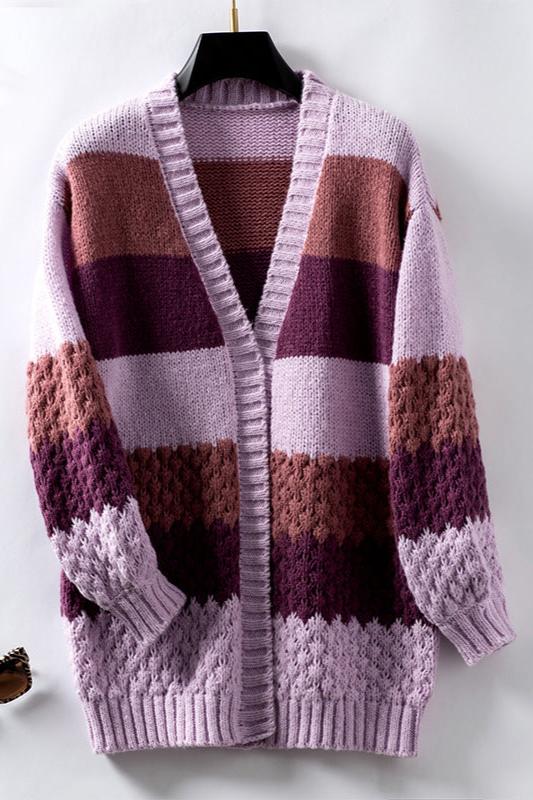 Leanne | Women's Oversized Long Sleeve Striped Cardigan