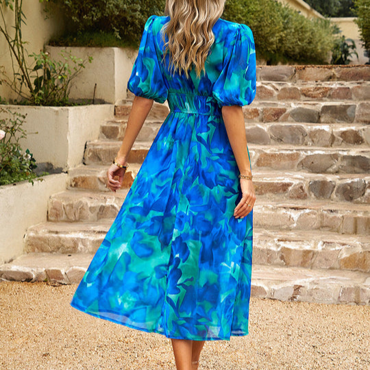 Leanne | Women's V-Neck A-Line Midi Dress