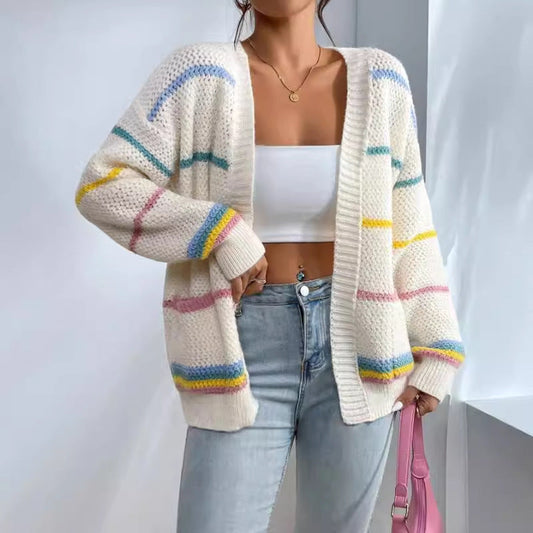 Leila | Women's Oversized Striped Cardigan