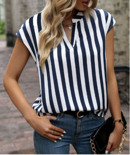 Lexi | Women's Sleeveless Striped Blouse