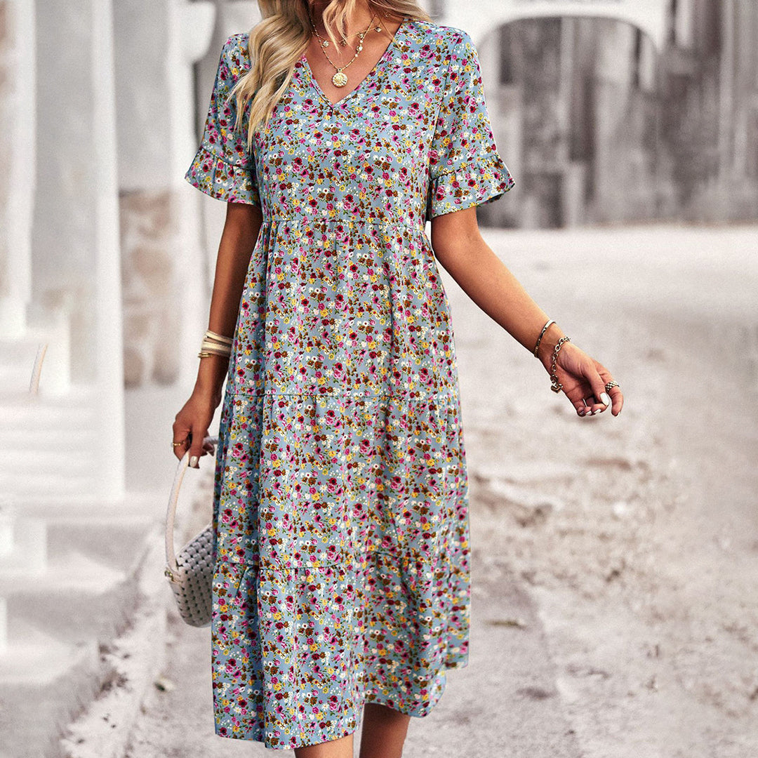 Lexi | Women's V-Neck A-Line Midi Dress