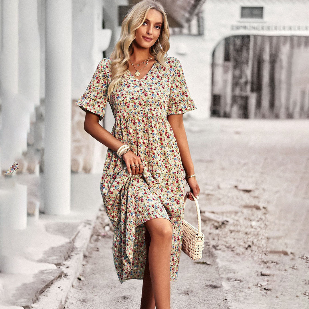 Lexi | Women's V-Neck A-Line Midi Dress