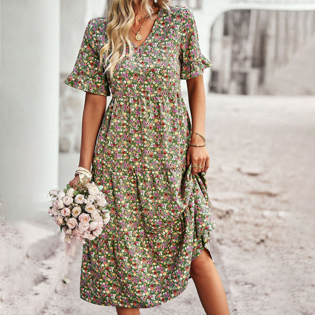 Lexi | Women's V-Neck A-Line Midi Dress