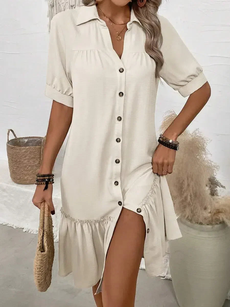 Lila | Women's Ruffle Hem Mini Shirt Dress