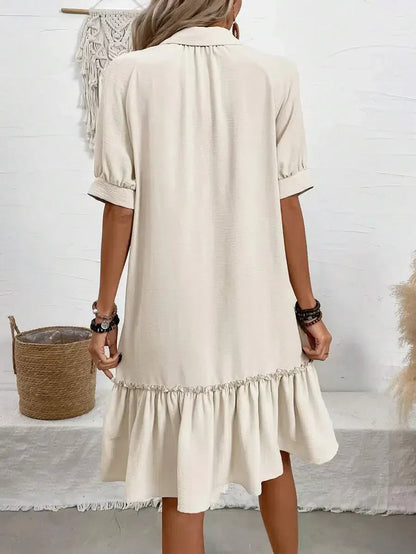 Lila | Women's Ruffle Hem Mini Shirt Dress