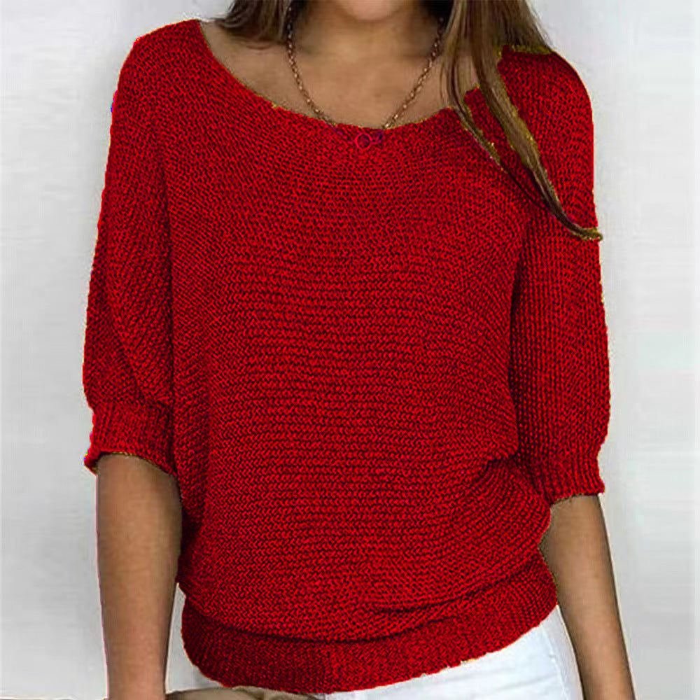 Lilly | Women's Three Quarter Sleeve Relaxed Fit Sweater