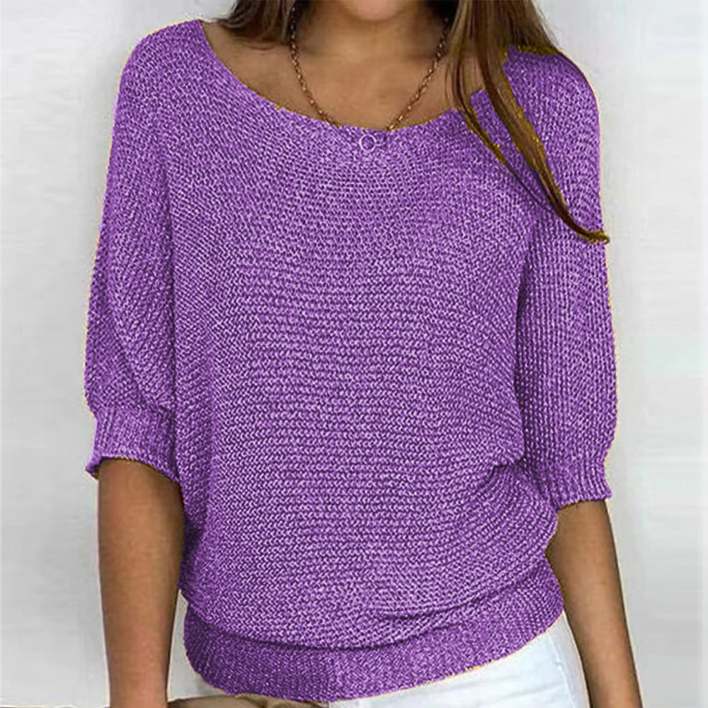 Lilly | Women's Three Quarter Sleeve Relaxed Fit Sweater