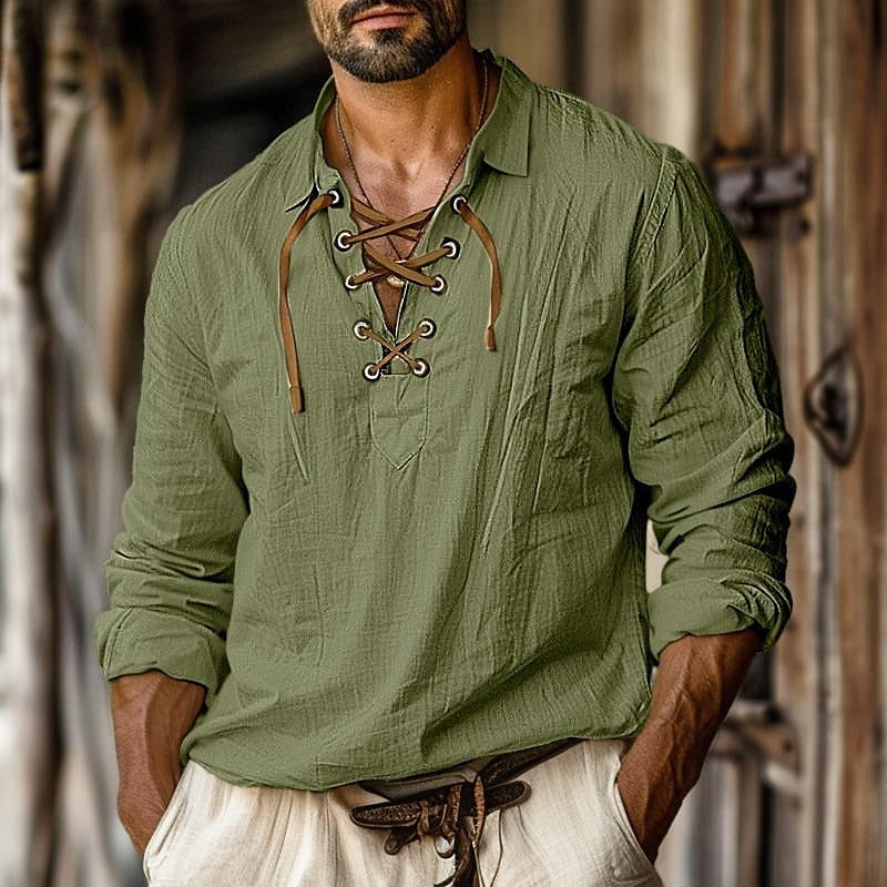 Logan | Men's Lace-Up Long Sleeve Shirt