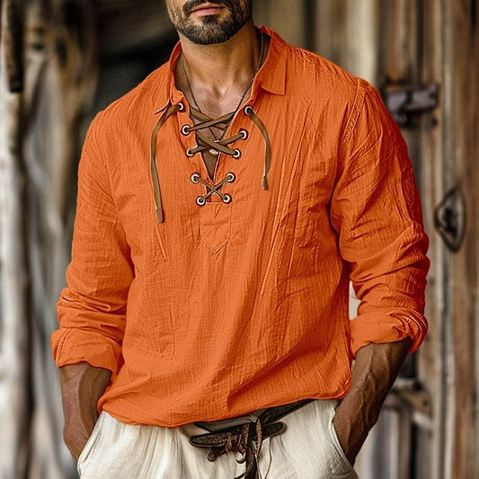 Logan | Men's Lace-Up Long Sleeve Shirt