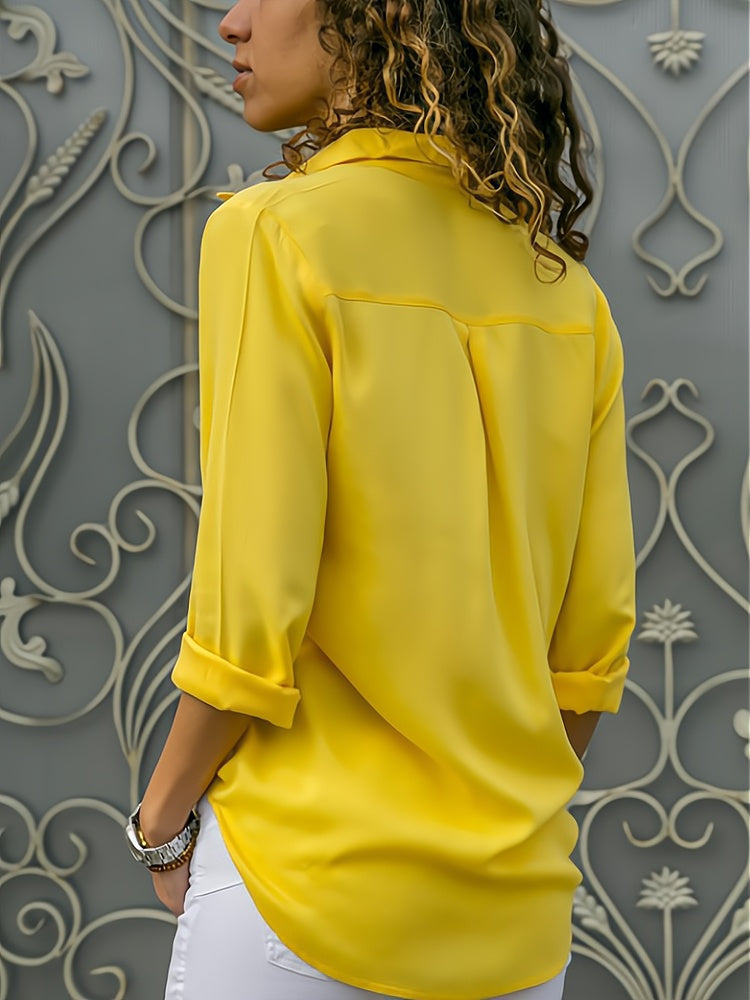 Loose Women's Blouse with Button Placket