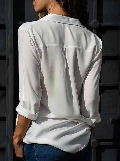 Loose Women's Blouse with Button Placket
