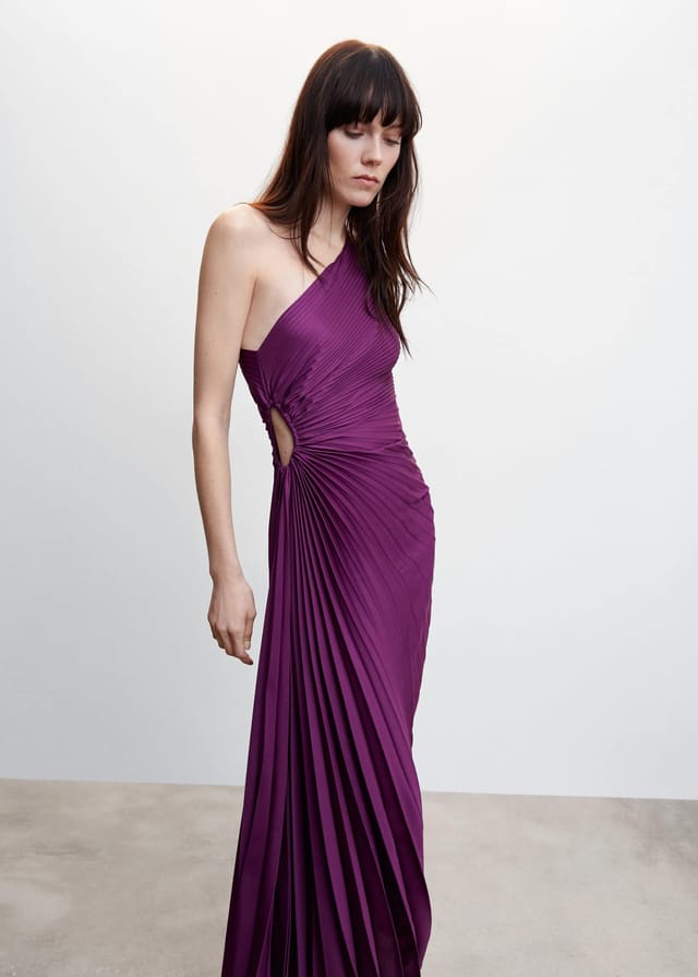 Lori | Women's One Shoulder Midi Pleated Dress