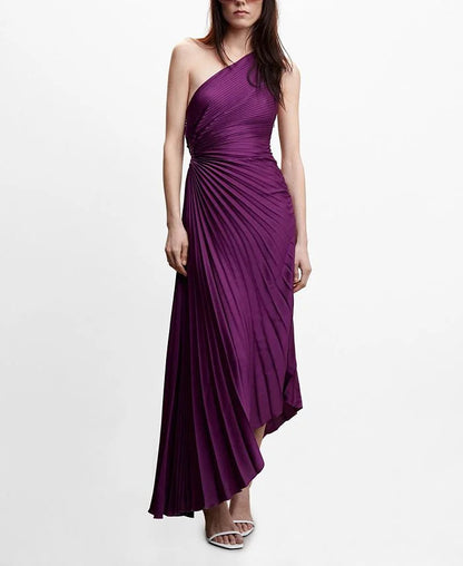 Lori | Women's One Shoulder Midi Pleated Dress