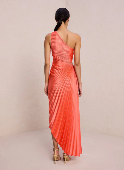 Lori | Women's One Shoulder Midi Pleated Dress