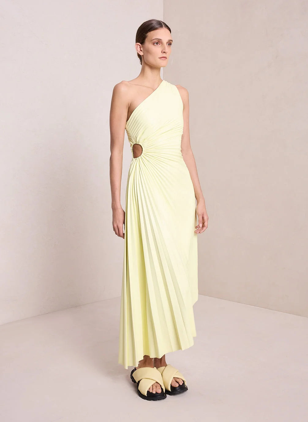 Lori | Women's One Shoulder Midi Pleated Dress