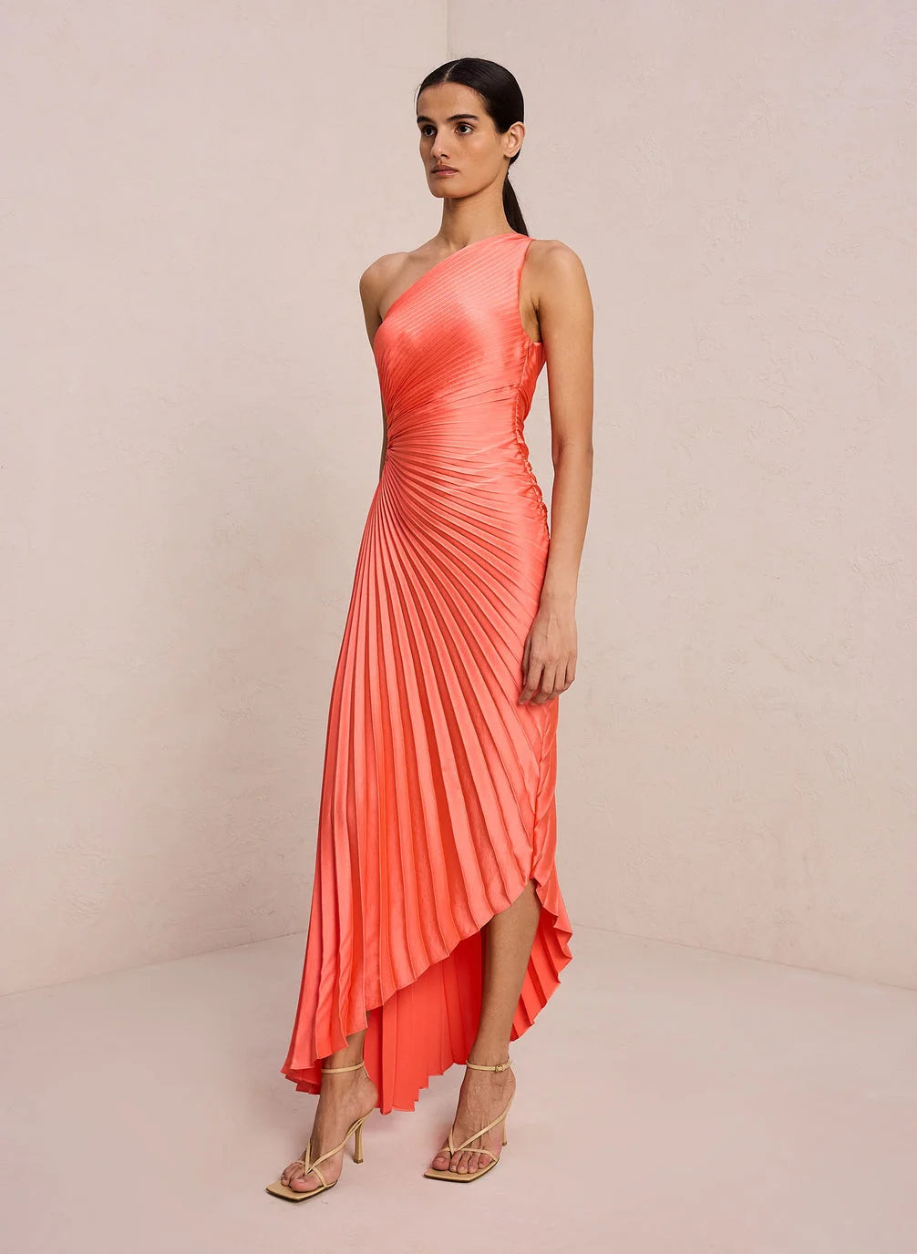 Lori | Women's One Shoulder Midi Pleated Dress