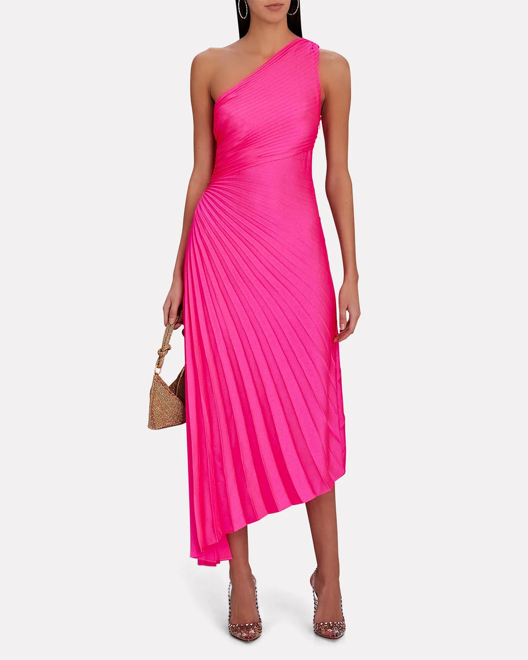 Lori | Women's One Shoulder Midi Pleated Dress