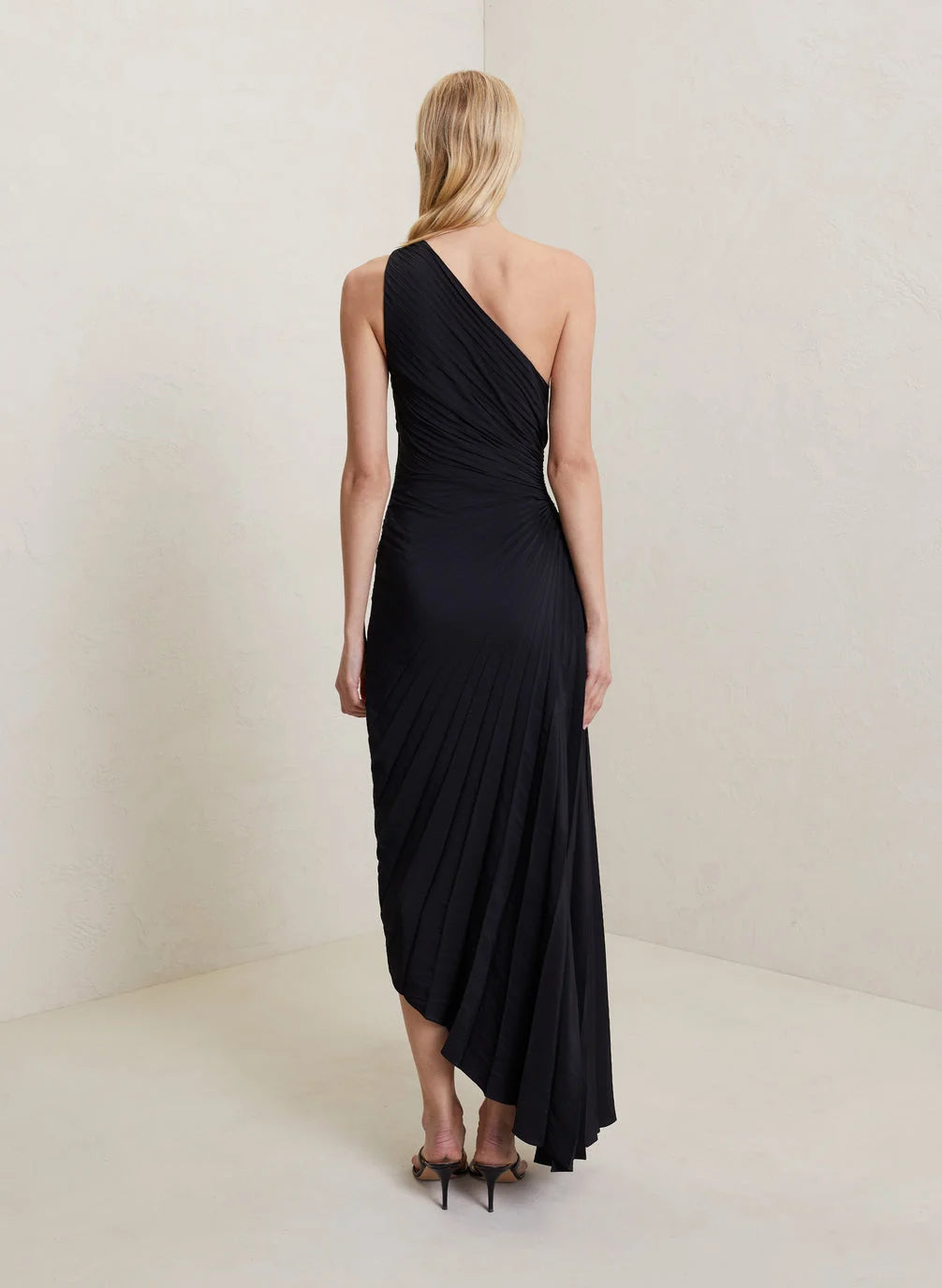 Lori | Women's One Shoulder Midi Pleated Dress