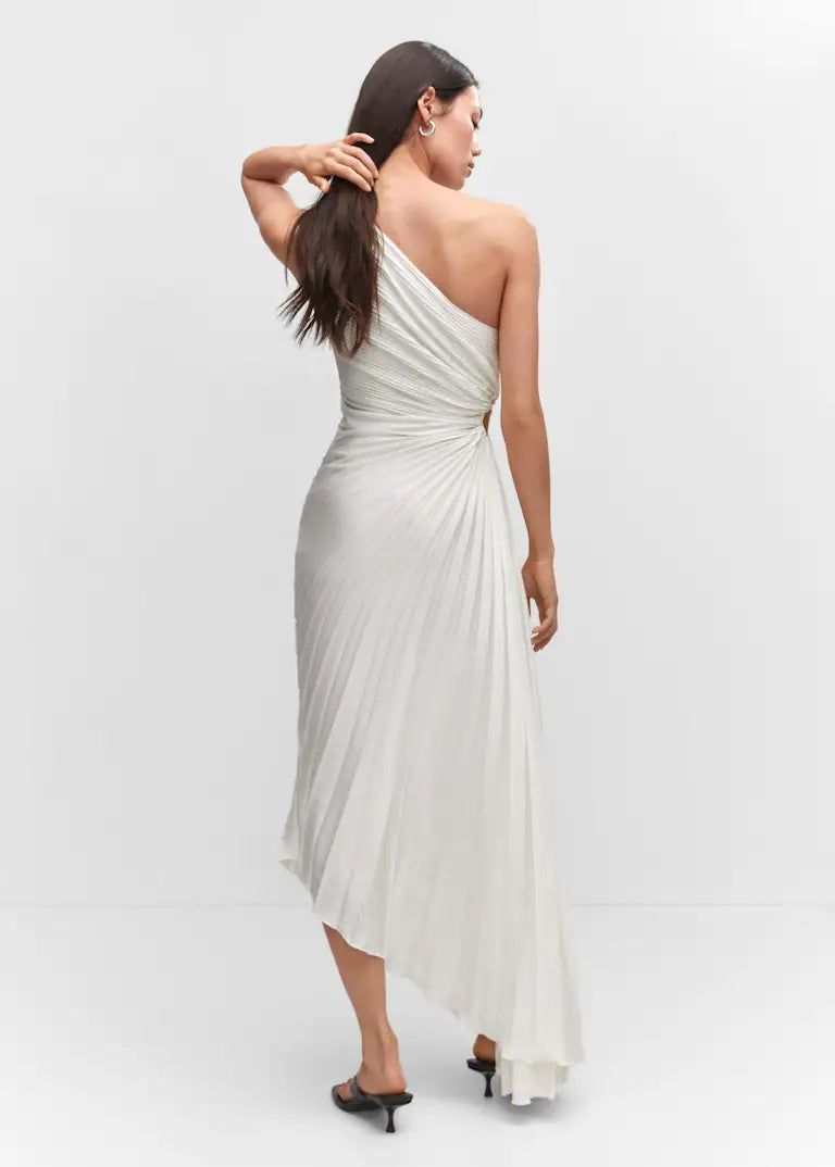 Lori | Women's One Shoulder Midi Pleated Dress