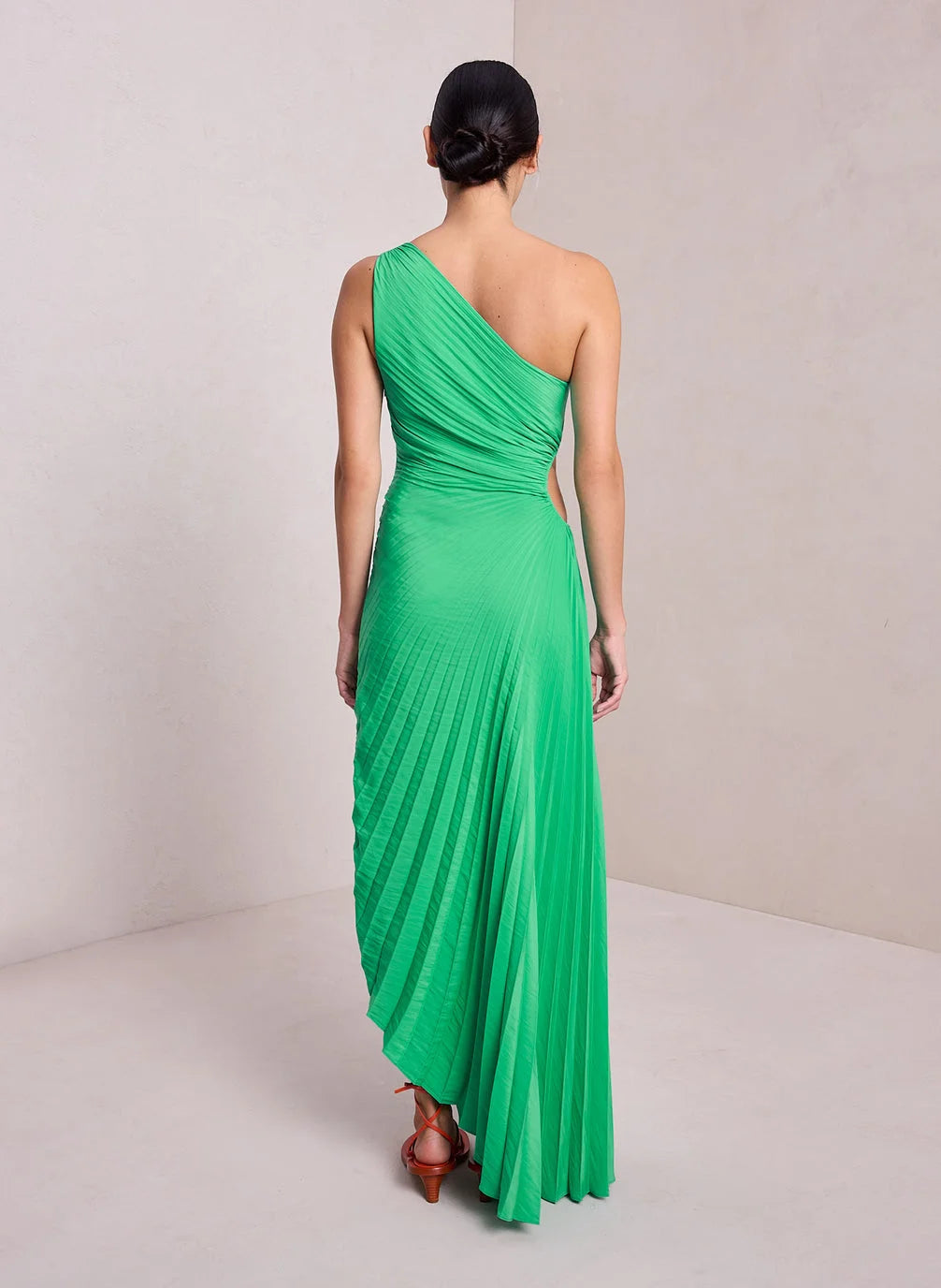 Lori | Women's One Shoulder Midi Pleated Dress