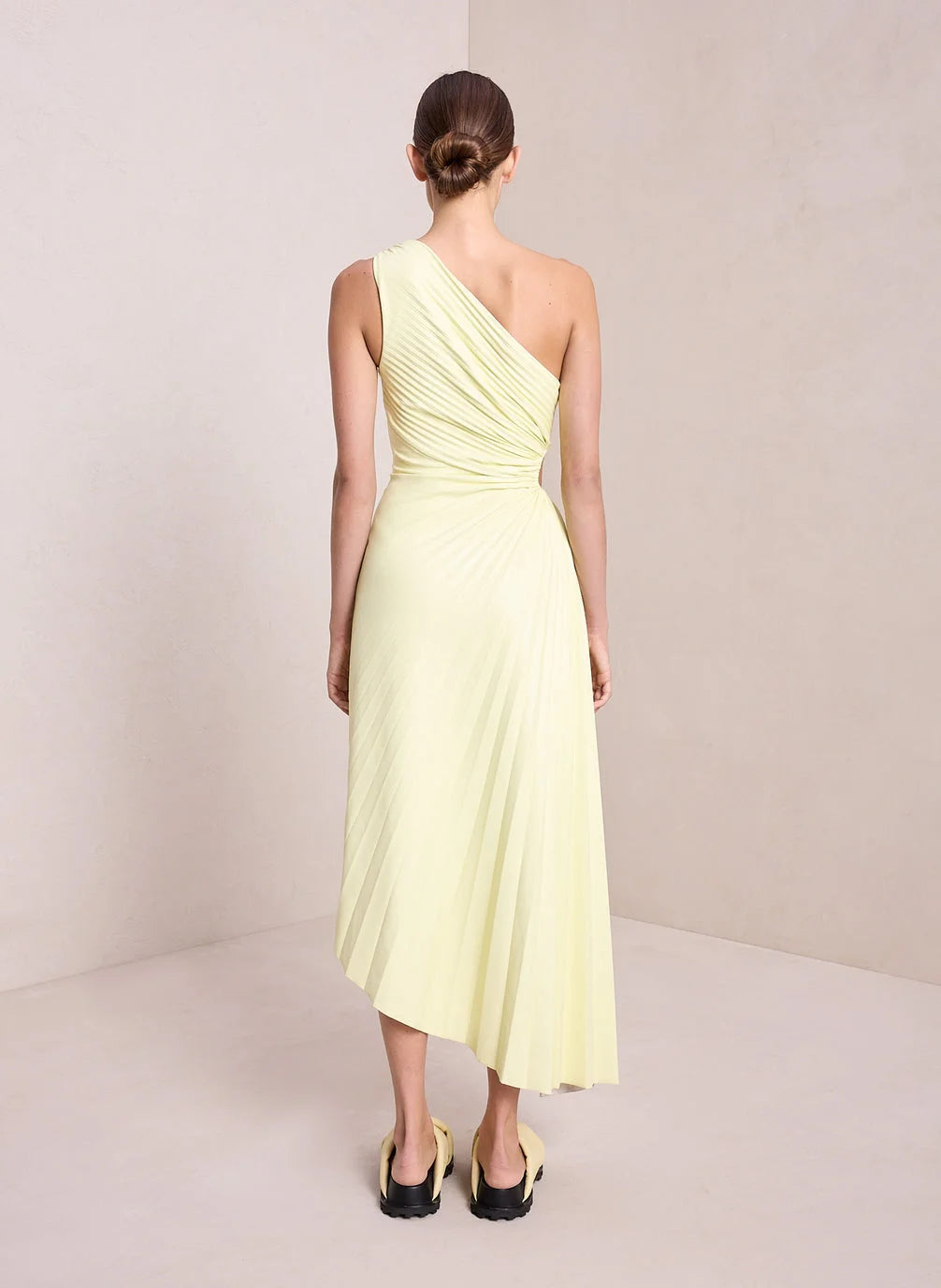 Lori | Women's One Shoulder Midi Pleated Dress