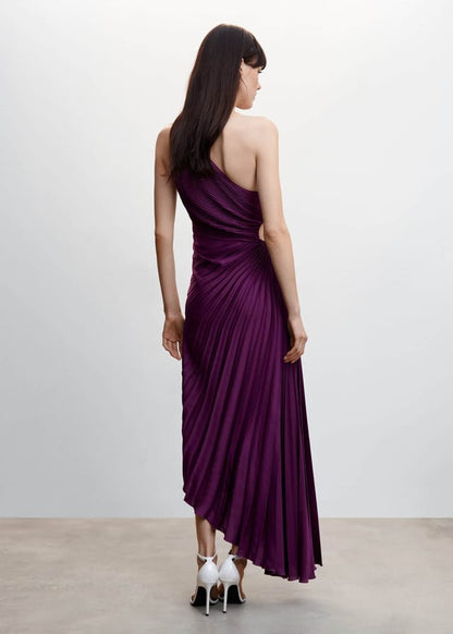 Lori | Women's One Shoulder Midi Pleated Dress