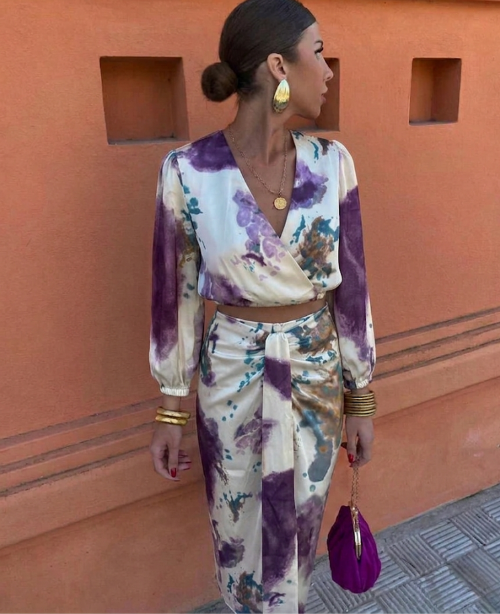 Marcia | Women's V-Neck Wrap Midi Dress