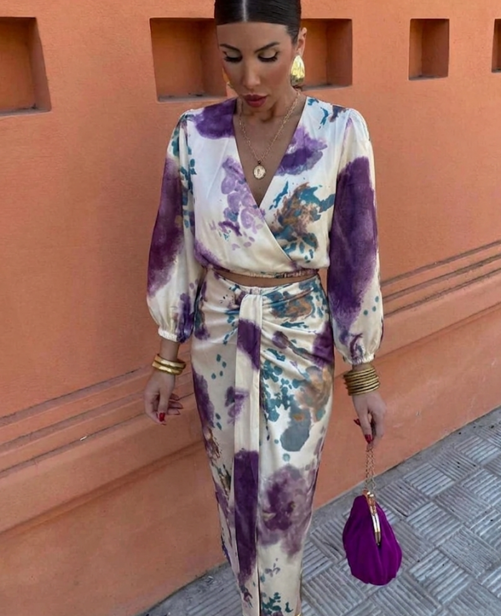 Marcia | Women's V-Neck Wrap Midi Dress