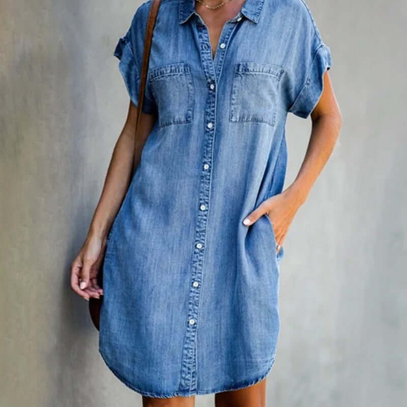 Maureen | Women's Button-Down Denim Mini Dress