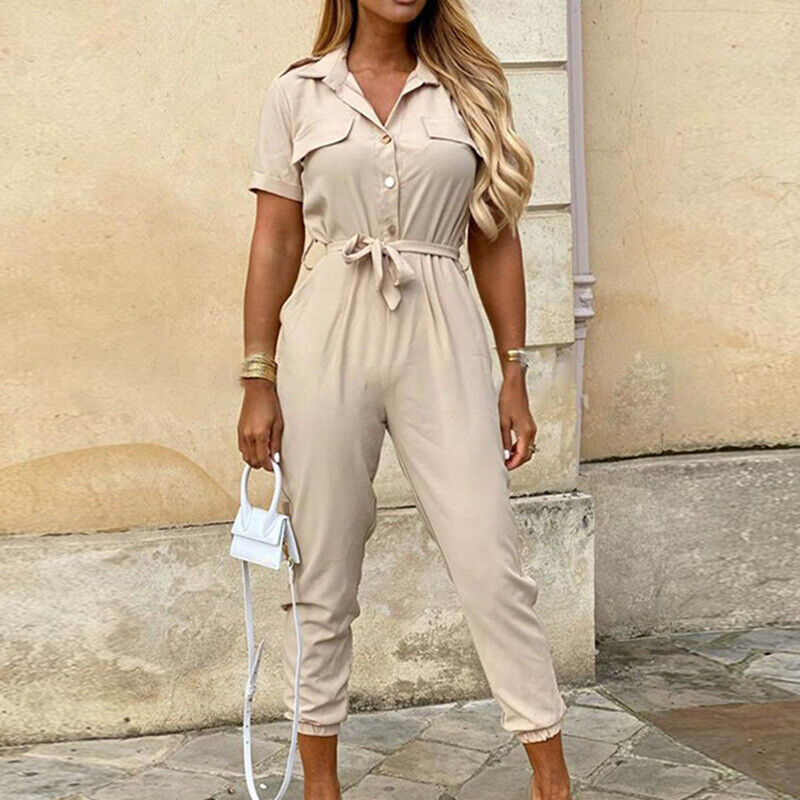 Mckenzie | Women's Belted Short Sleeve Jumpsuit