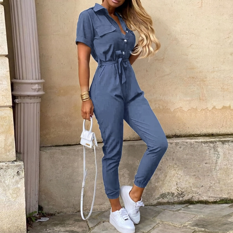 Mckenzie | Women's Belted Short Sleeve Jumpsuit