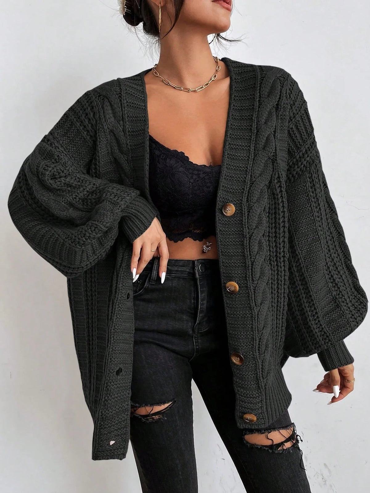 Megan | Women's Oversized Cable Knit Cardigan