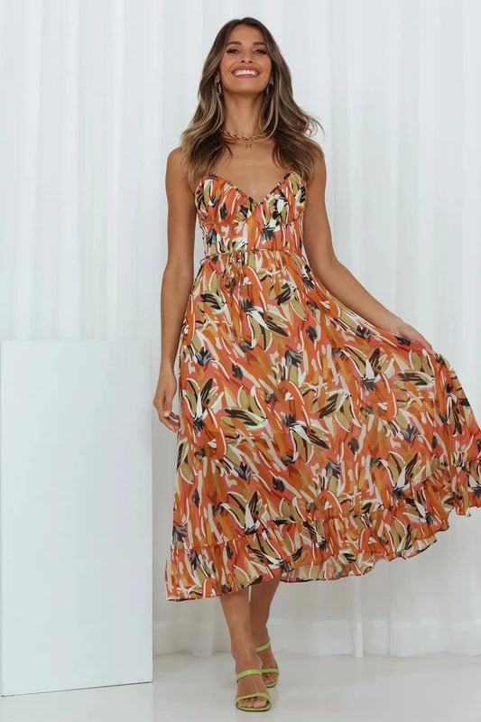 Melissa | Women's V-Neck A-Line Midi Dress