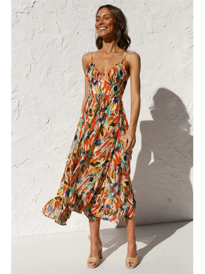 Melissa | Women's V-Neck A-Line Midi Dress
