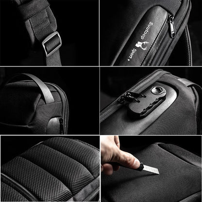 Men's Anti-Theft Water-Resistant Crossbody Bag with USB Charging