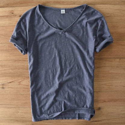 Men's Lightweight Linen V-Neck T-Shirt – Breathable & Summery