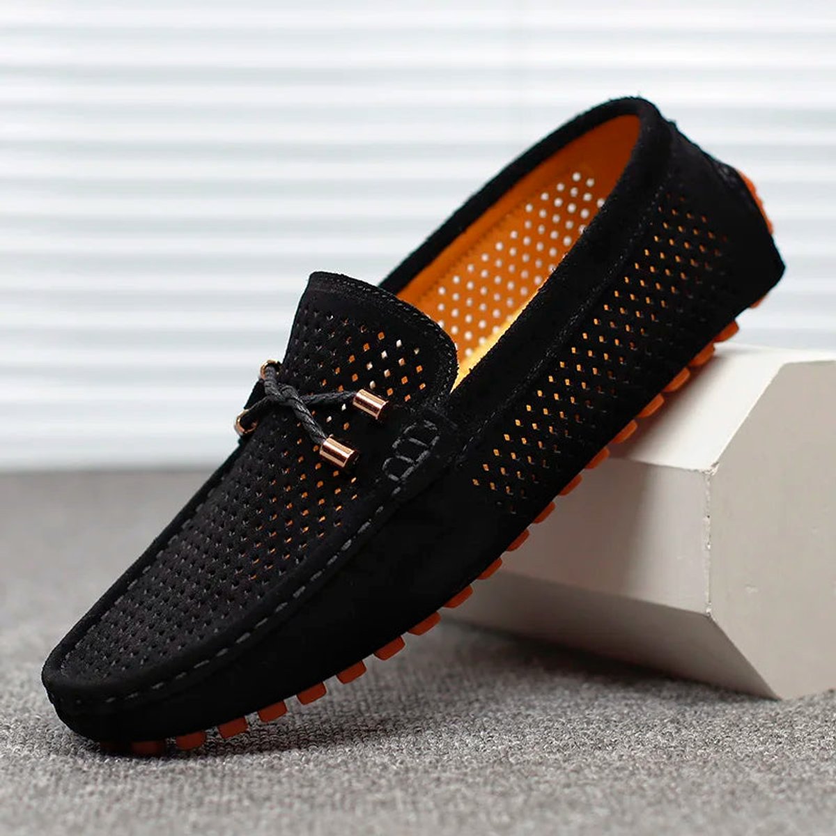Men's Perforated Suede Slip-On Driving Loafers