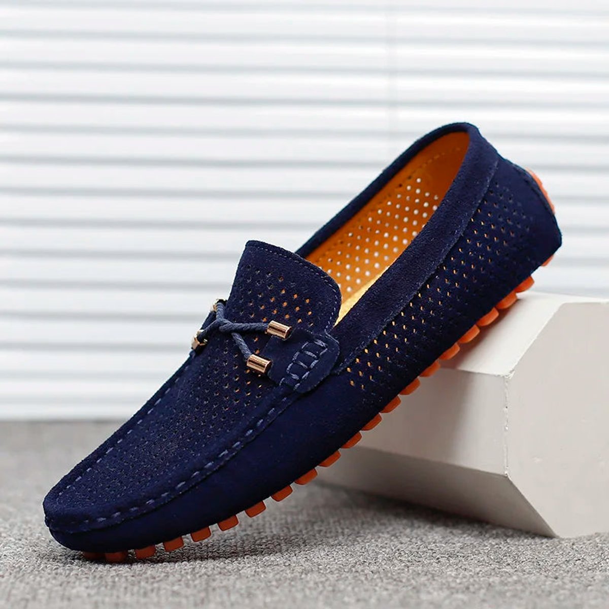 Men's Perforated Suede Slip-On Driving Loafers