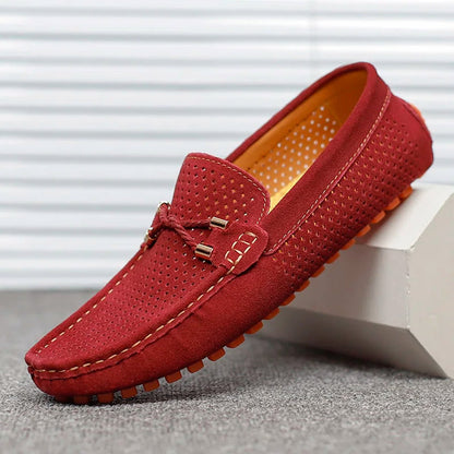 Men's Perforated Suede Slip-On Driving Loafers