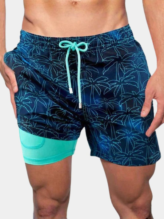 Men's Quick-Dry Swim Shorts with Compression Liner