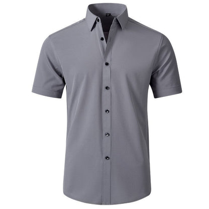 Men's Short-Sleeve Cotton Shirt with Modern Button Details