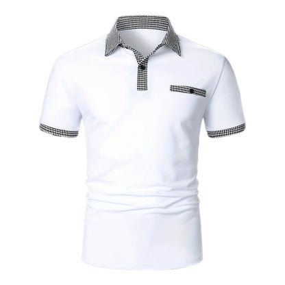 Men's Short Sleeve Houndstooth Polo Shirt