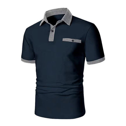 Men's Short Sleeve Houndstooth Polo Shirt