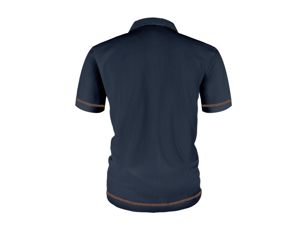 Men's Textured Woven-Pattern Short-Sleeve Polo Shirt