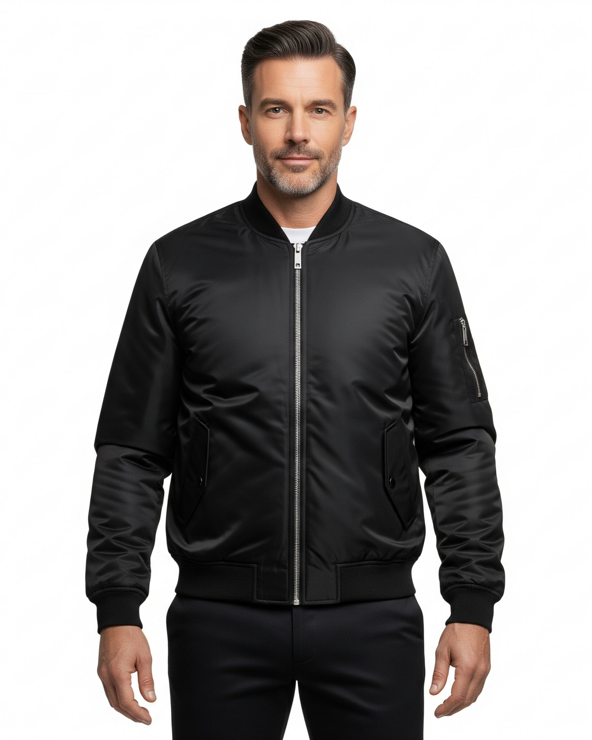 Men's Lightweight Bomber Jacket with Utility Pocket